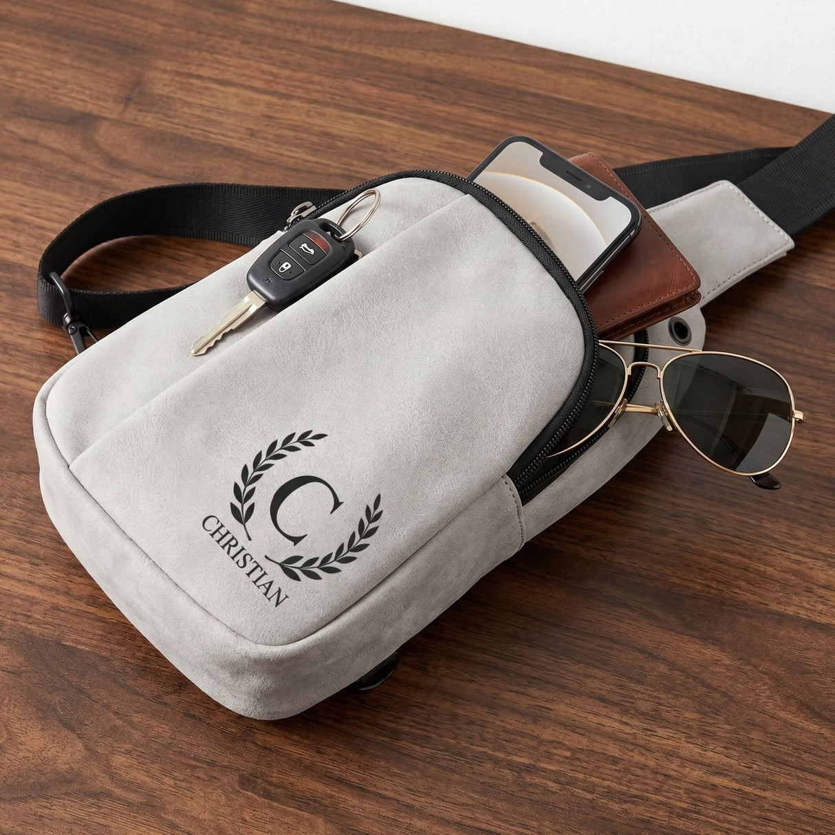 Explorer Custom Sling Bags for Men Engraved with Monogram or Name - Gifts Are Blue