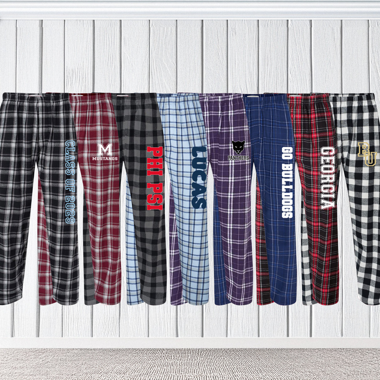 Personalized University Pajama Pants for Men, Custom College Lounge Pants for Back to School