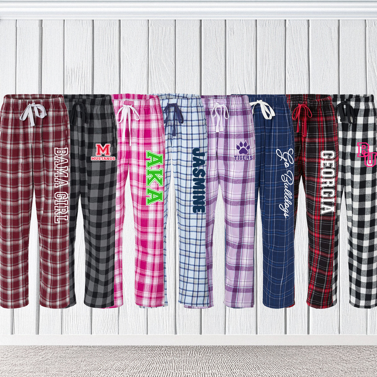 Custom College Pajama Pants for Women, Personalized PJ Pants for College Students