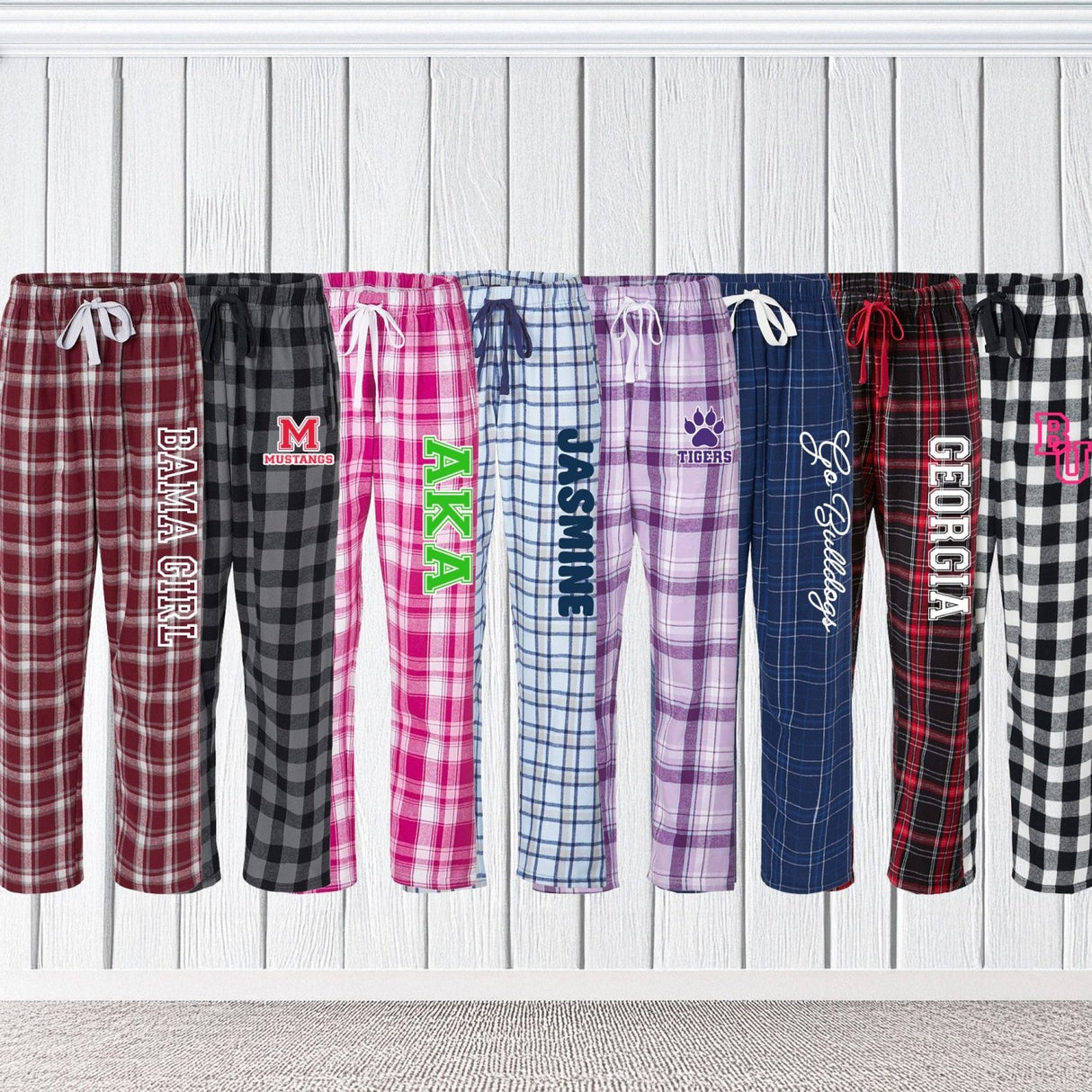 Custom College Pajama Pants for Women, Personalized PJ Pants for College Students - Gifts Are Blue