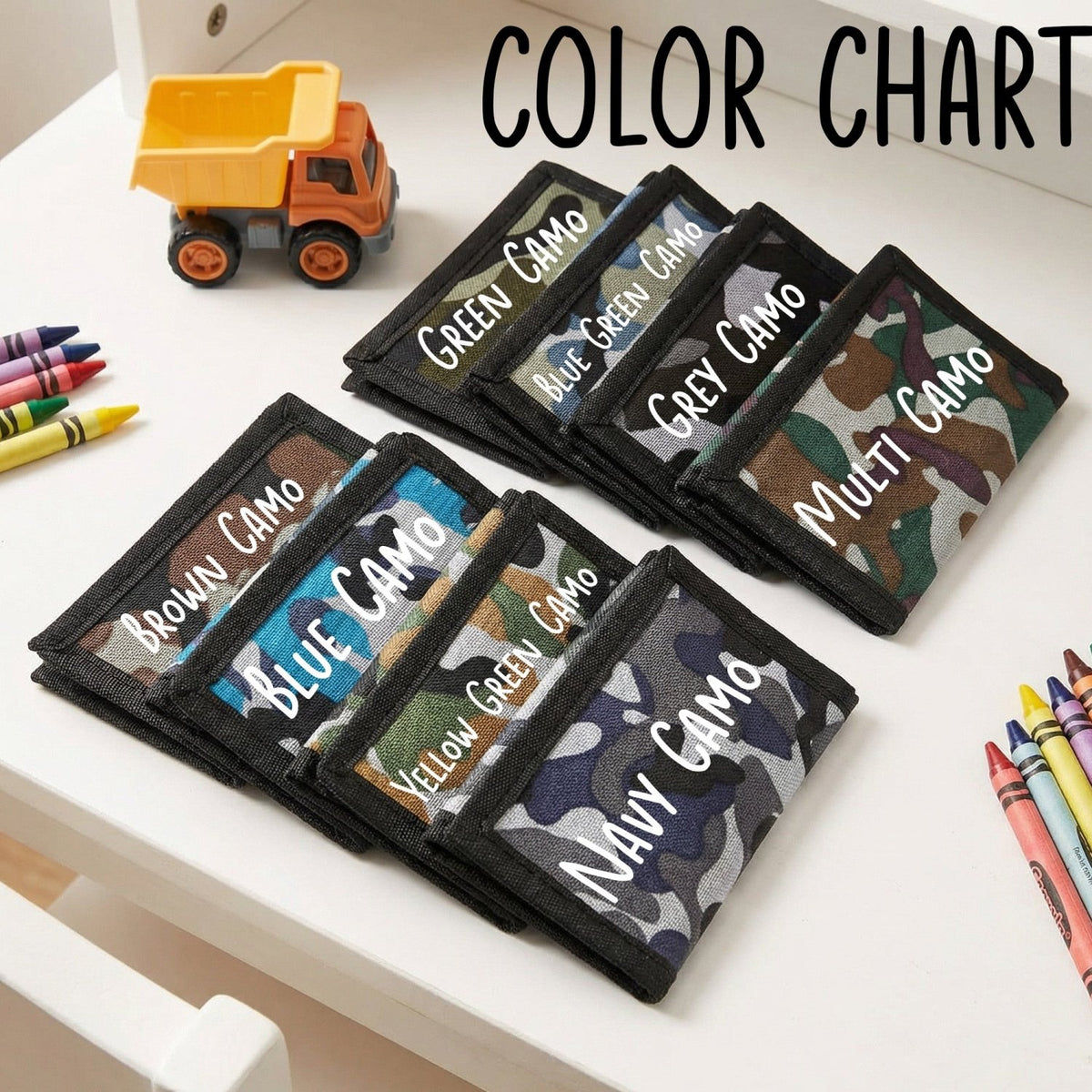 Camo Personalized Wallets for Kids with Name, Gifts for Boys - Gifts Are Blue