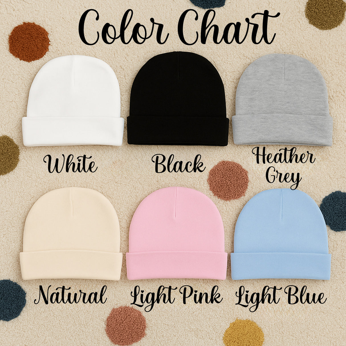 Cartoon Turkey Personalized Baby Beanie with Name for Thanksgiving, Infants 0M-6M