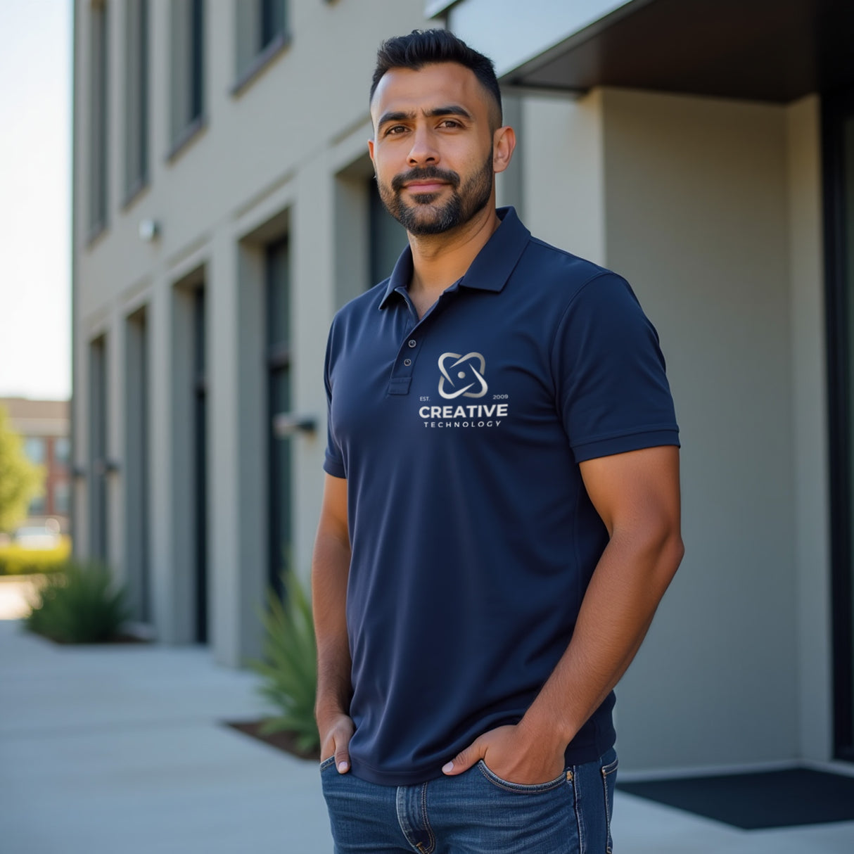 New business owner customized polos. Polo with personal company brand.