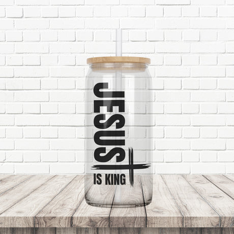 Jesus is King glass tumblers. Christian gifts under $20.