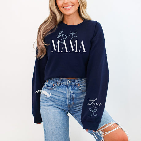 Personalized sweatshirt with kids names custom sweatshirt for moms. Navy Blue sweatshirt for boy mom.