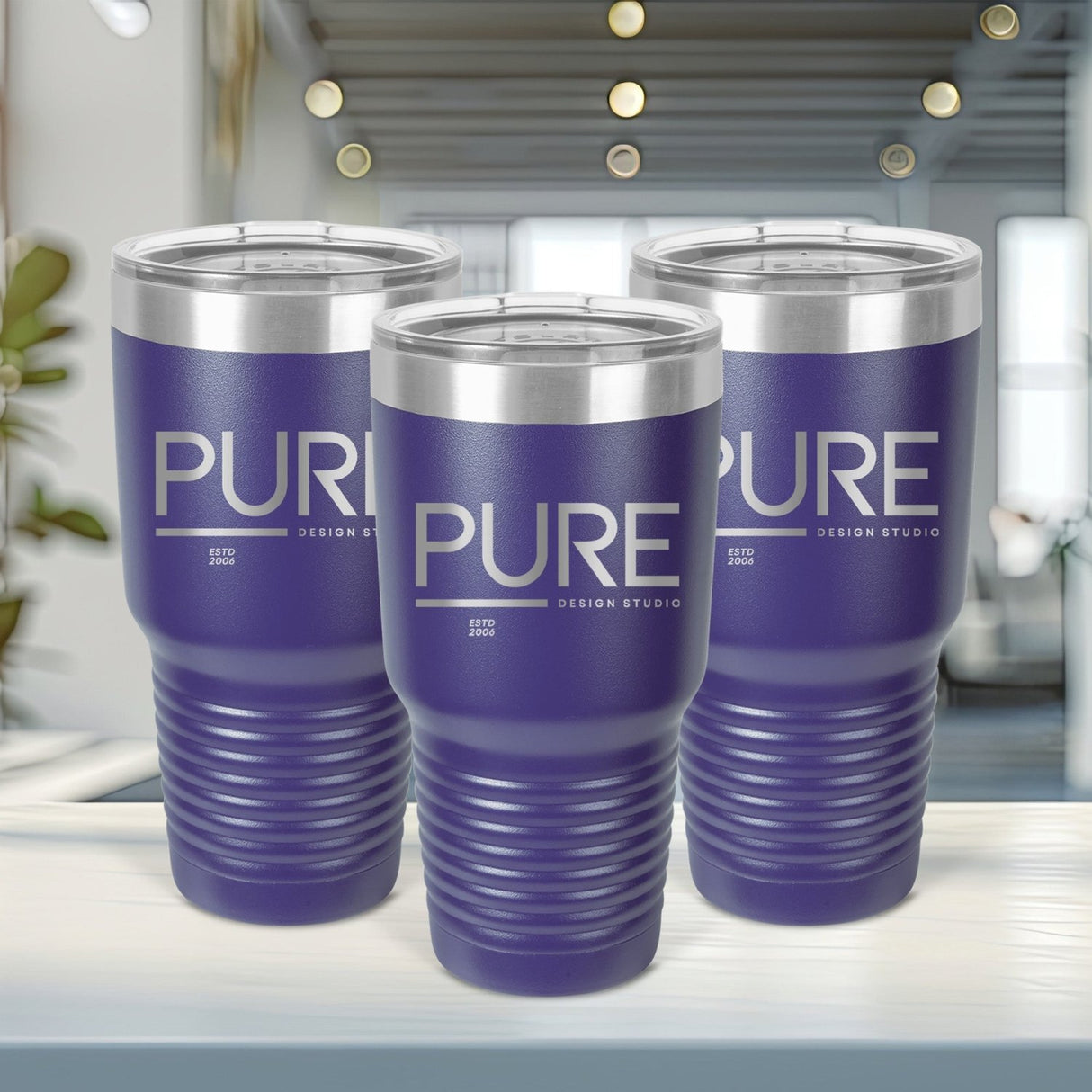 30oz Laser Engraved Custom Coporate Logo Polar Camel Tumblers for Businesses - Gifts Are Blue
