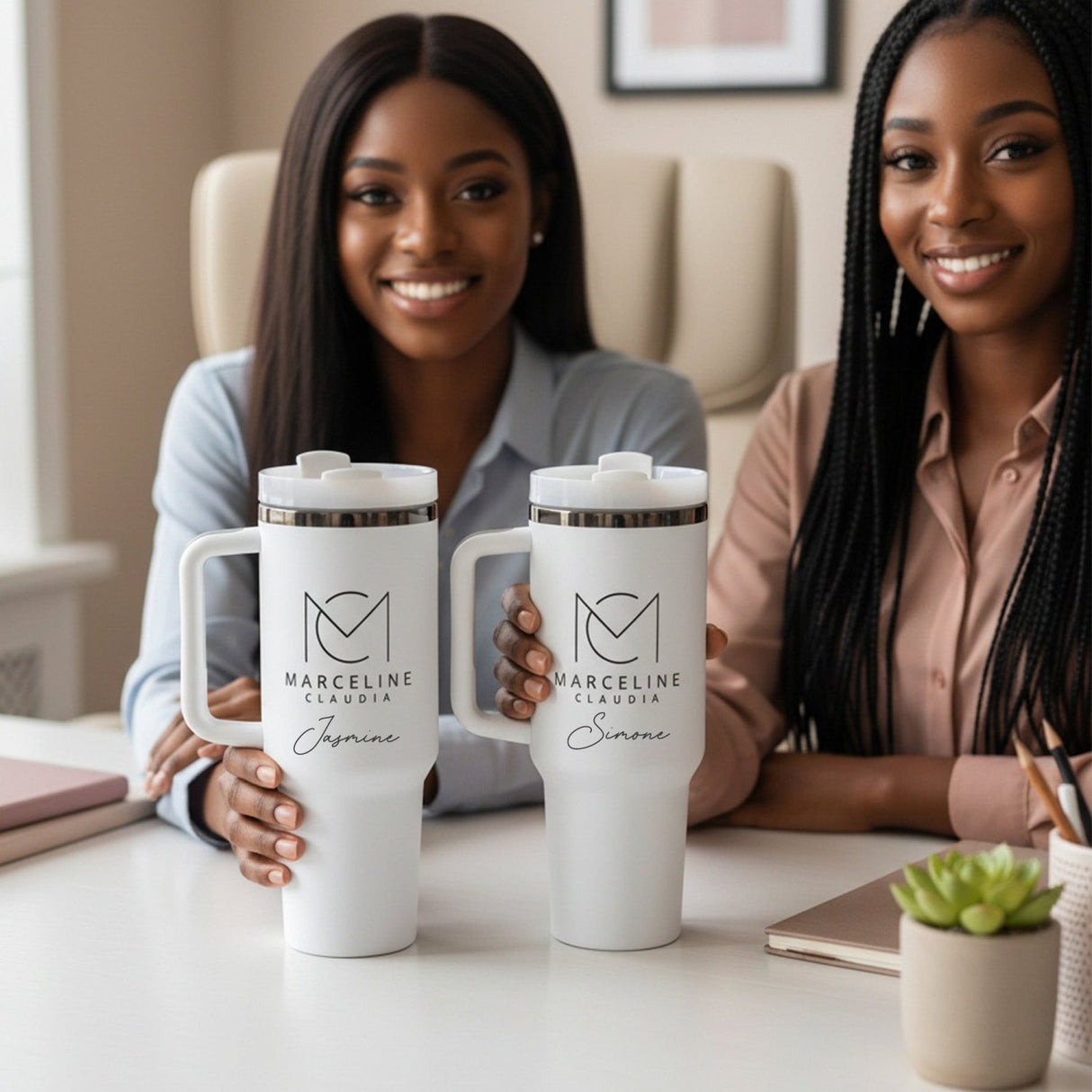 Custom 40oz Black Plated Business Logo Tumblers for Corporate and Small Businesses - Gifts Are Blue