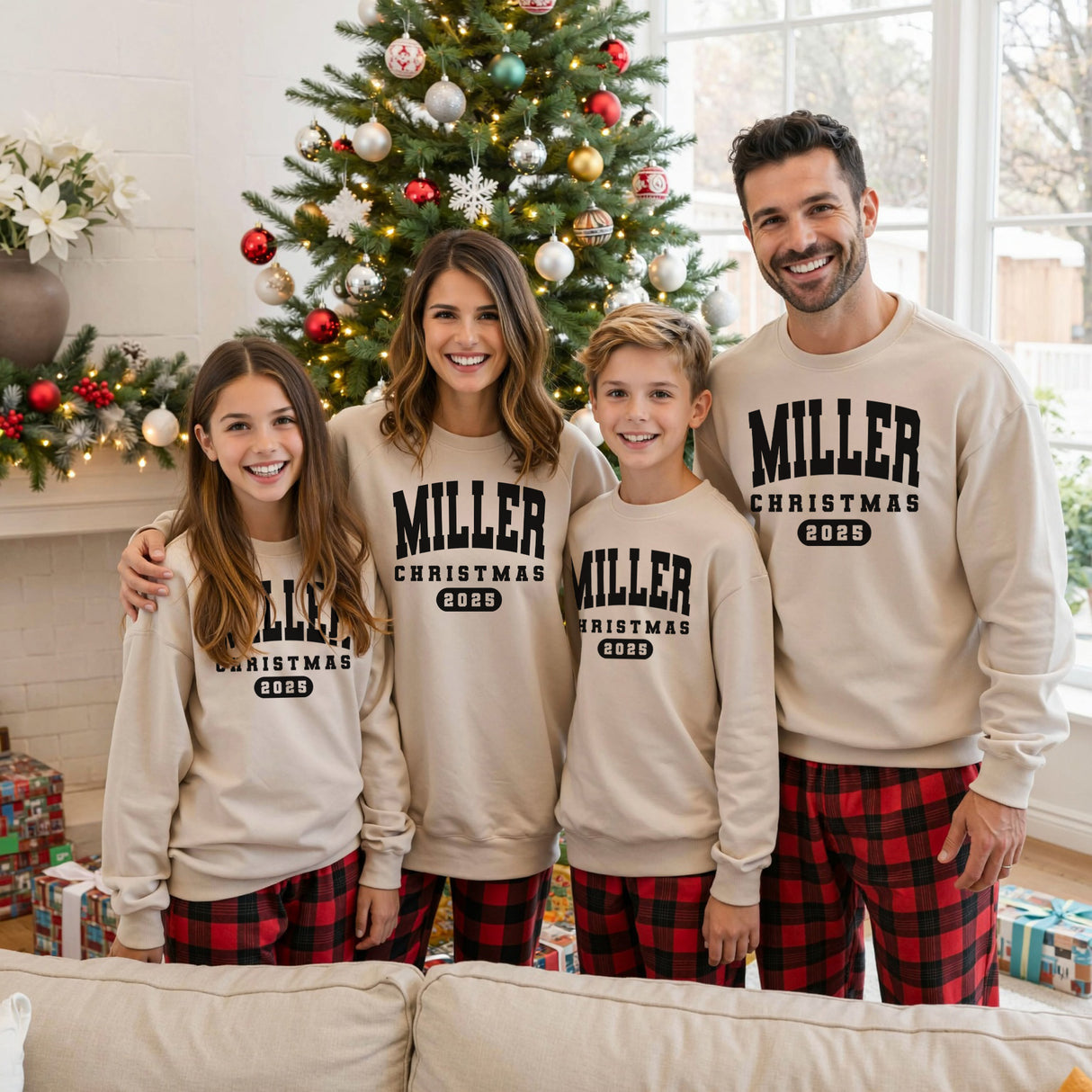 Varsity Letter Matching Family Christmas Pajamas Set for Kids and Adults