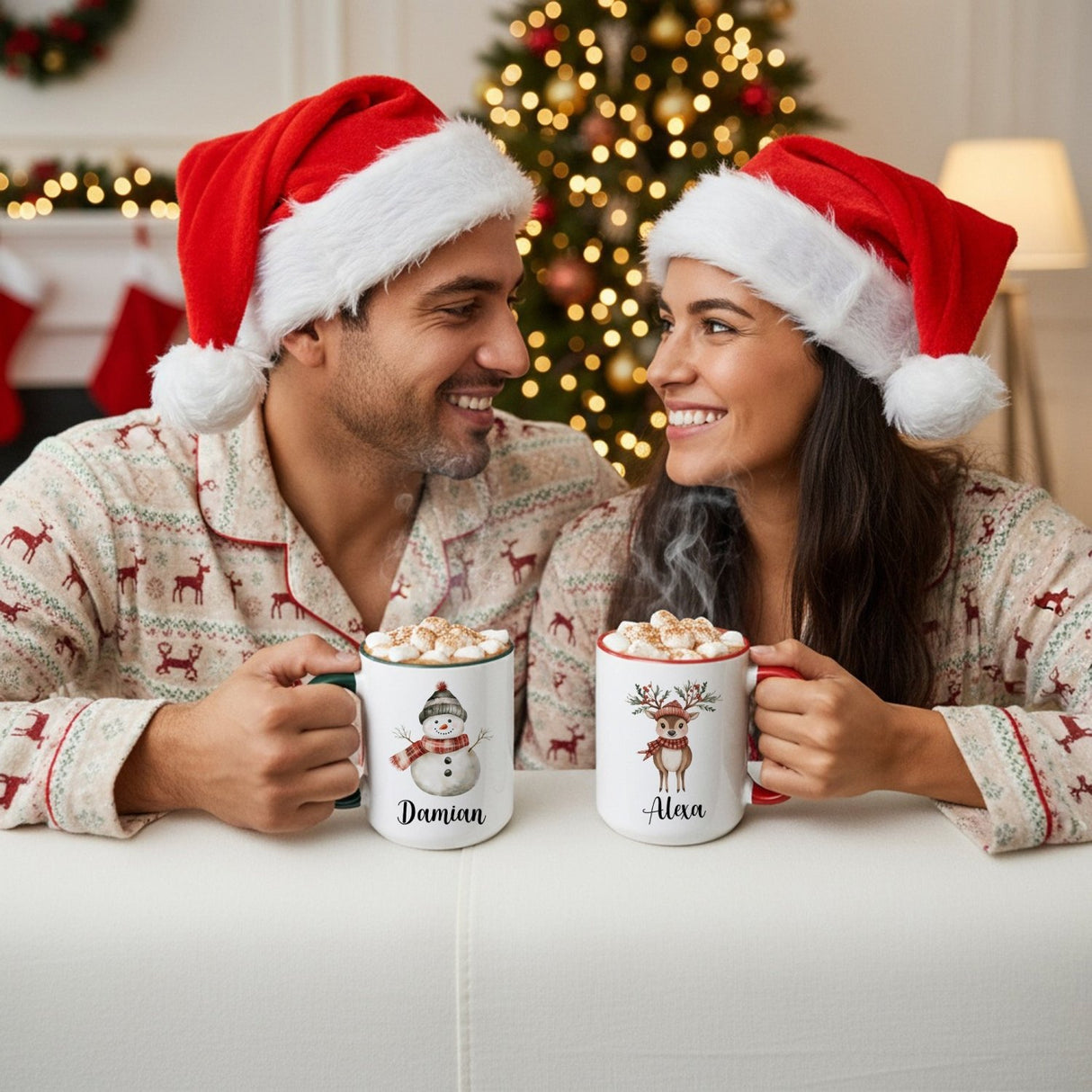 Vintage Christmas Characters Personalized Christmas Mugs for Family and Friends - Gifts Are Blue