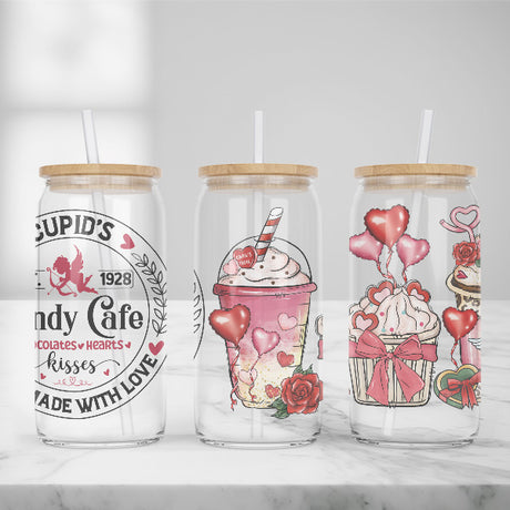 Cute and Humorous Valentines Day Glass Iced Coffee Tumblers in Multiple Designs