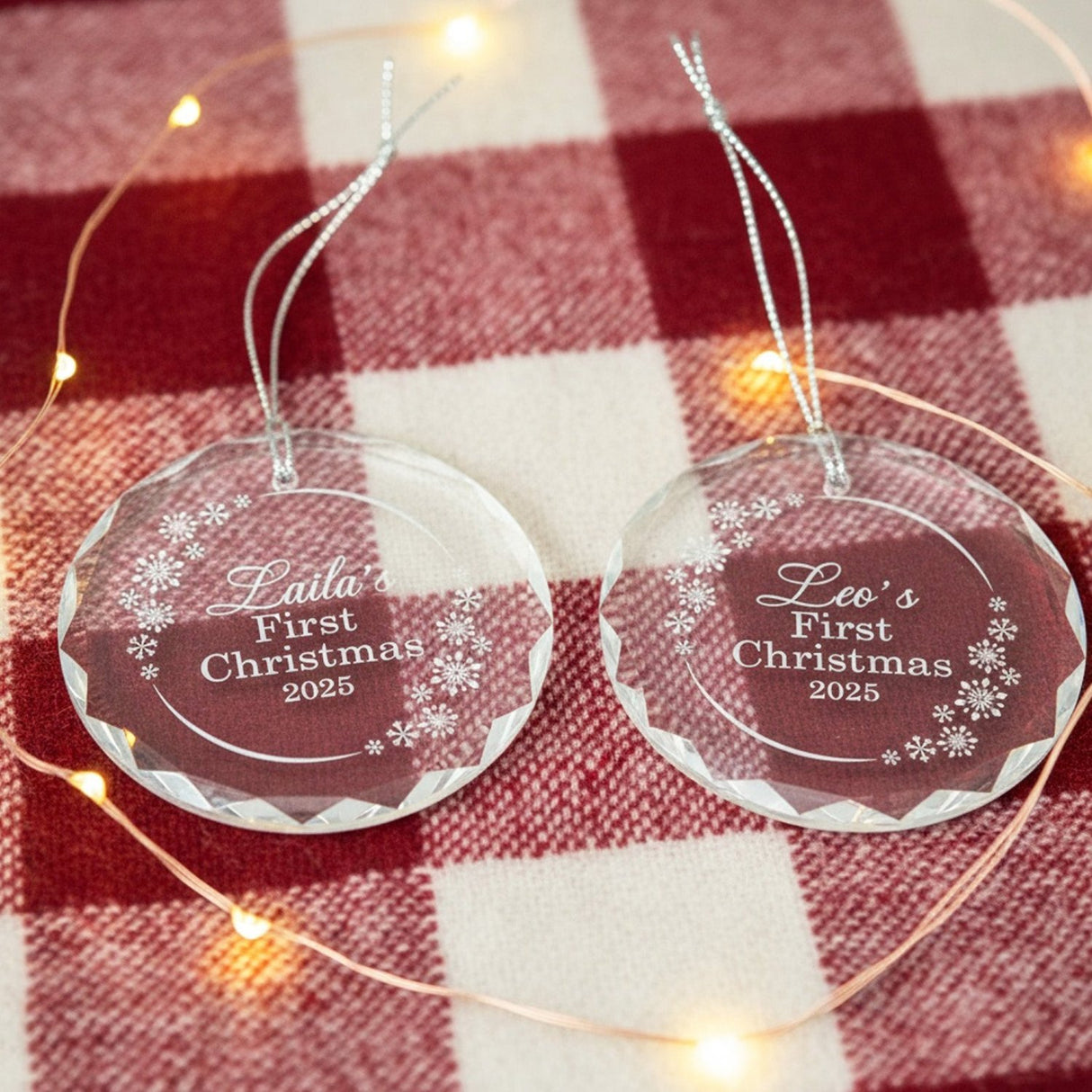 Babies First Christmas Personalized Crystal Ornament for the Holidays with Gift Box - Gifts Are Blue