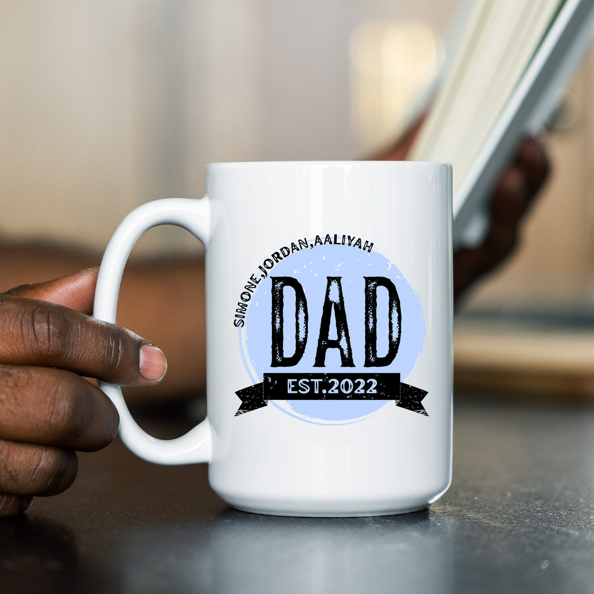 Father's day custom mug gift from son or daughter. Keepsake mug for dad for first father's day gift ideas for him.