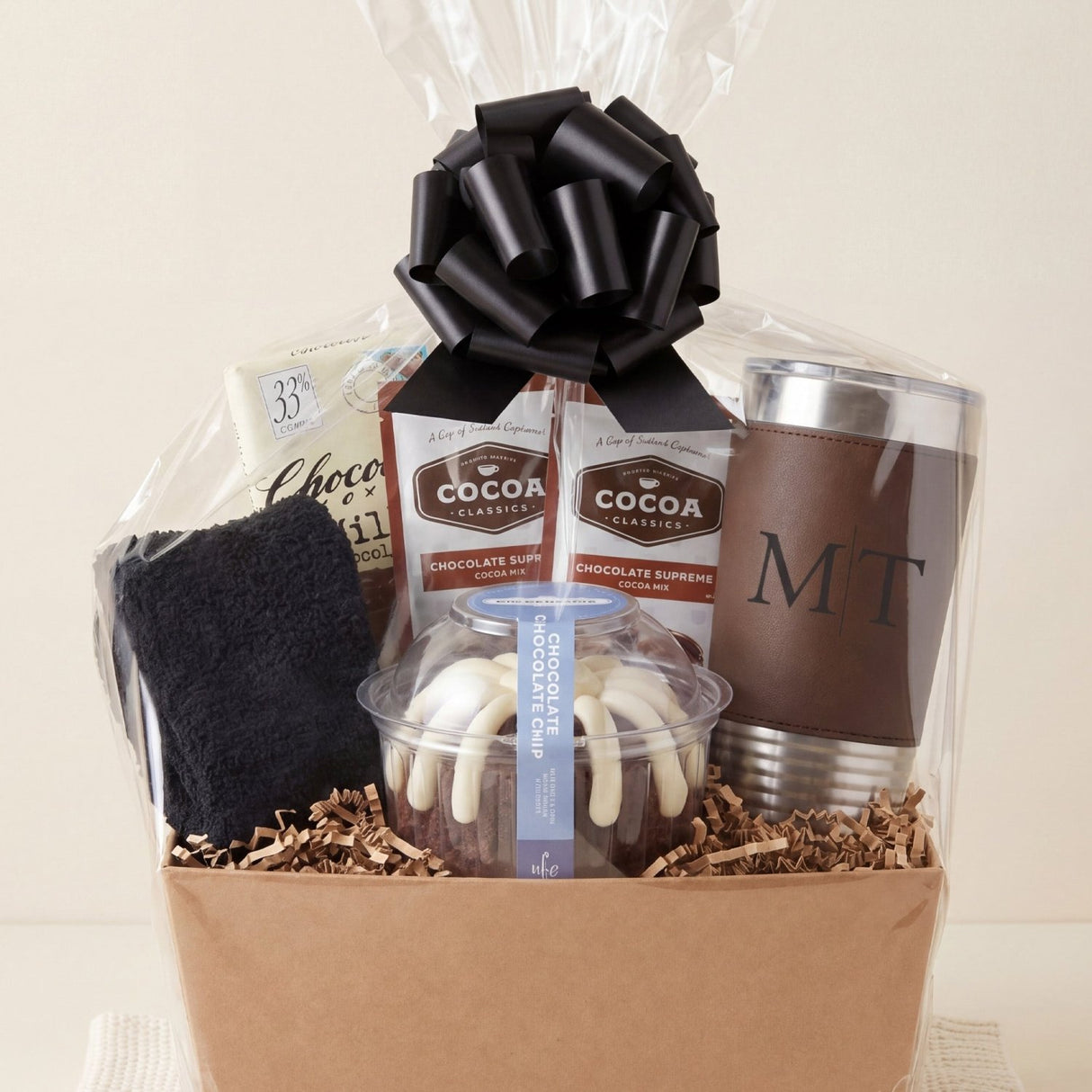 The Chocolate Bundt Gift Basket for Men - Deluxe with Tumbler, Cake, & Candy Bar - Gifts Are Blue