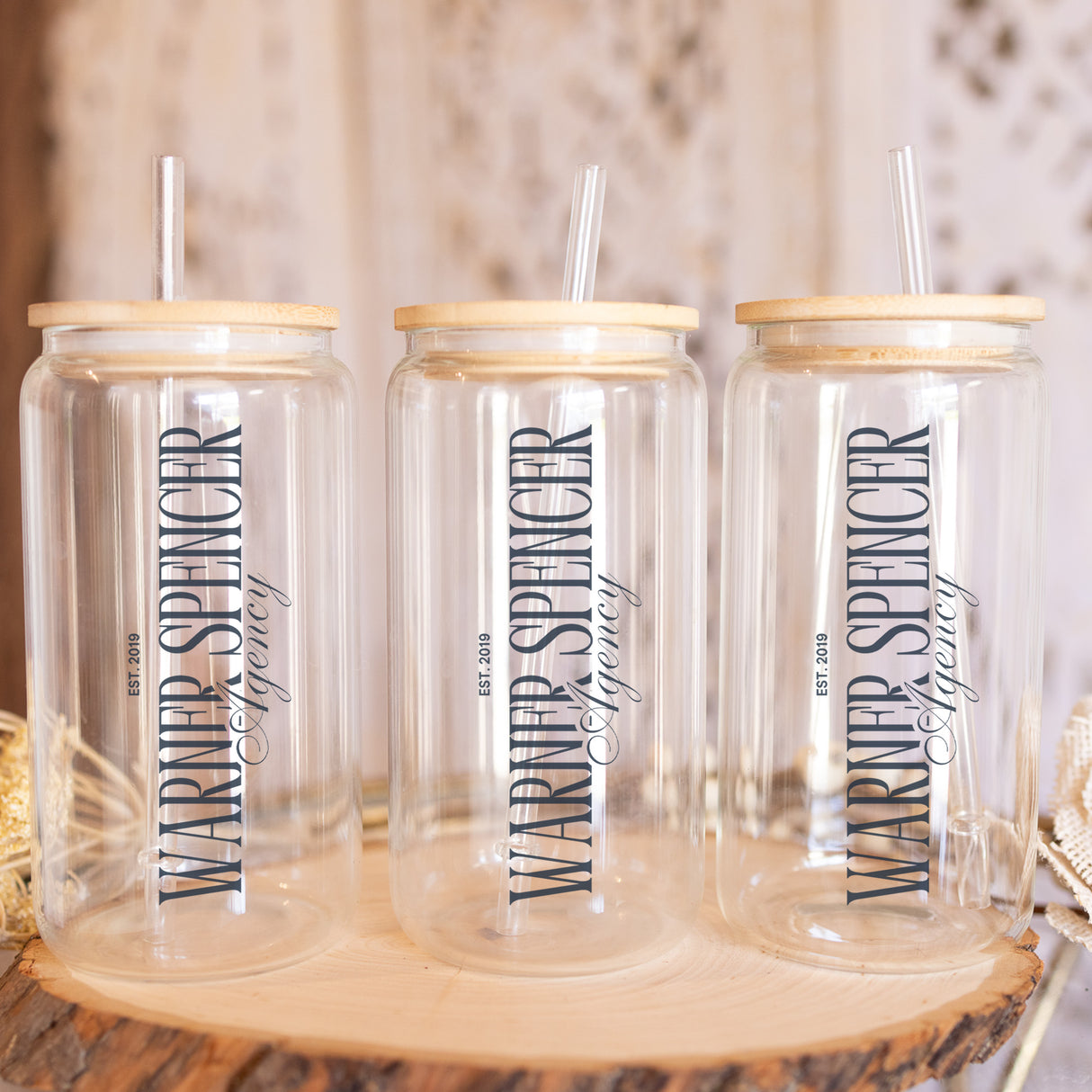 Gift for small business. Clear glass jars.