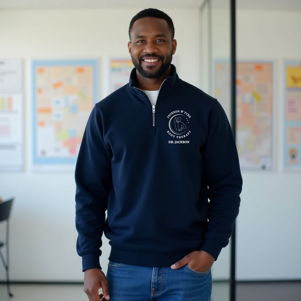 Custom business logo quarter zips for corporate and small businesses.