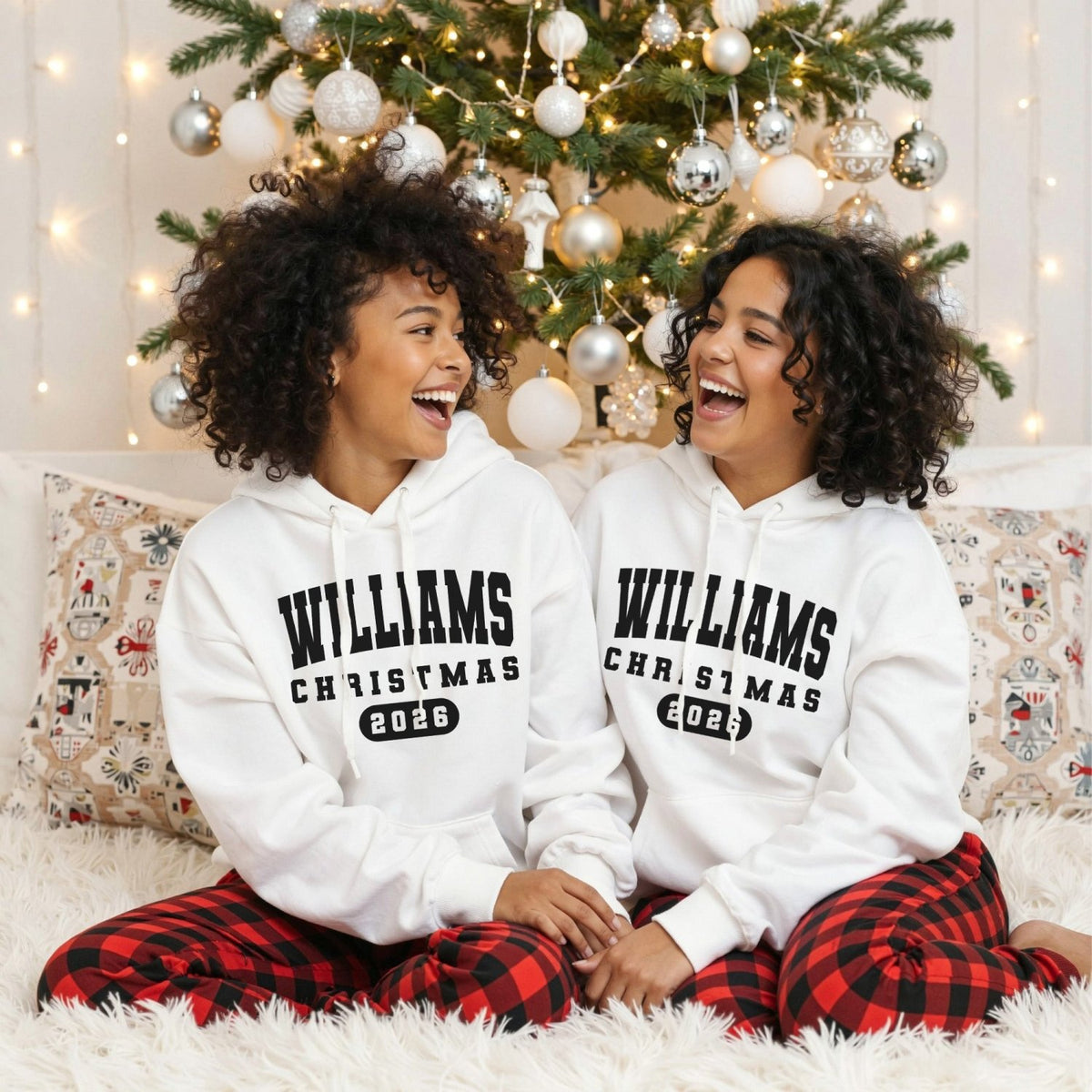 Varsity Letter Matching Family Christmas Pajamas Set for Kids and Adults - Gifts Are Blue