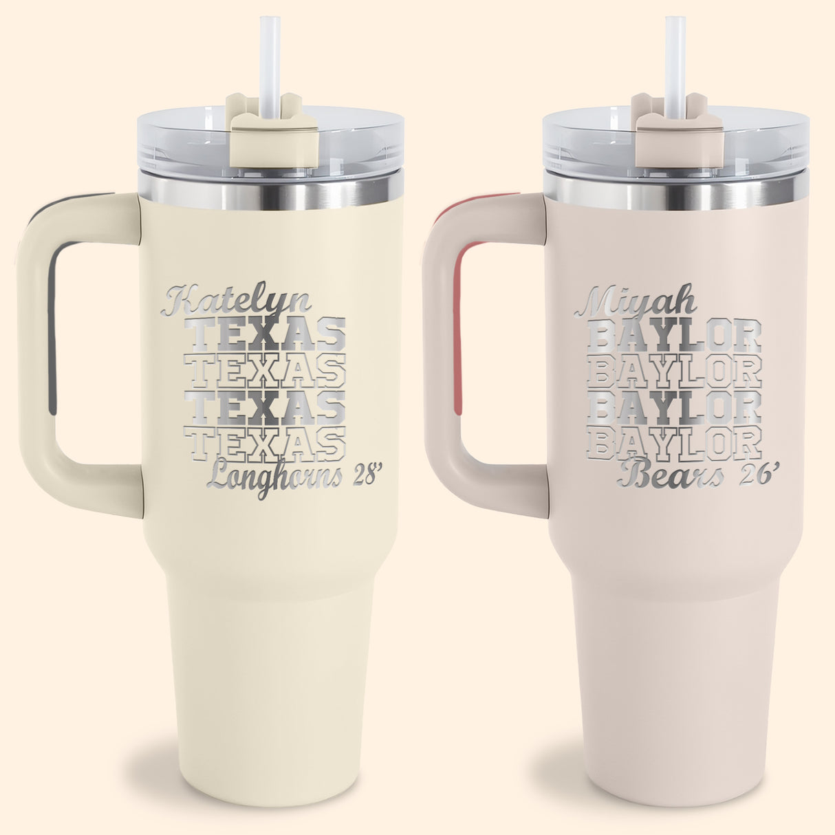 Custom college 40oz tumbler for girls and boys. Great going off to college gifts or back to school gifts for college students.