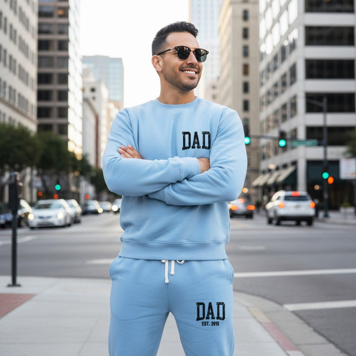 Comfort Colors Pocket Dad Est Loungewear Set, Personalized Gifts for Him - Gifts Are Blue