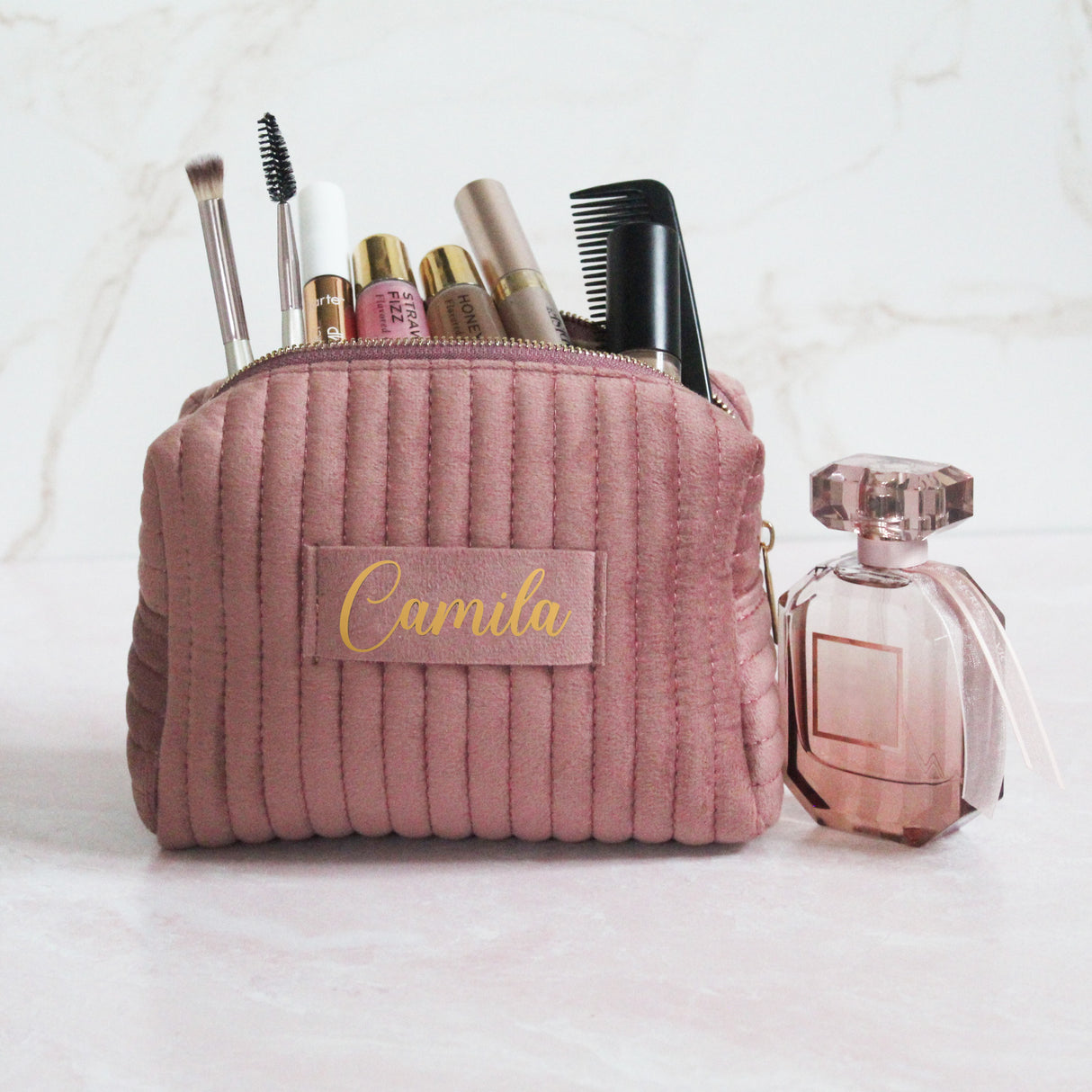 Custom makeup bag with name personalized gift for her perfect for birthday, Christmas, and anniversary.