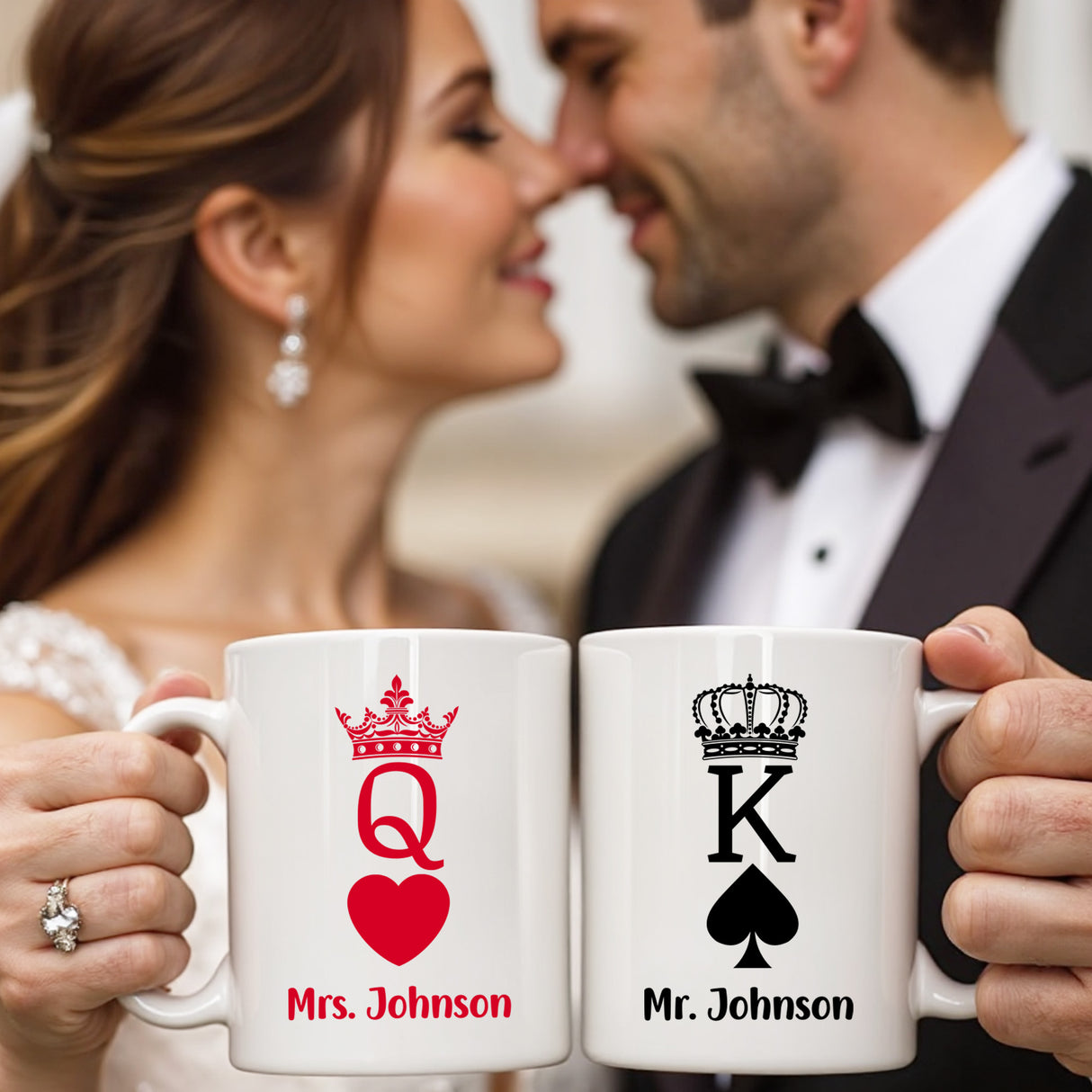 Personalized couples coffee mugs. Engagement mug set gift for wedding.