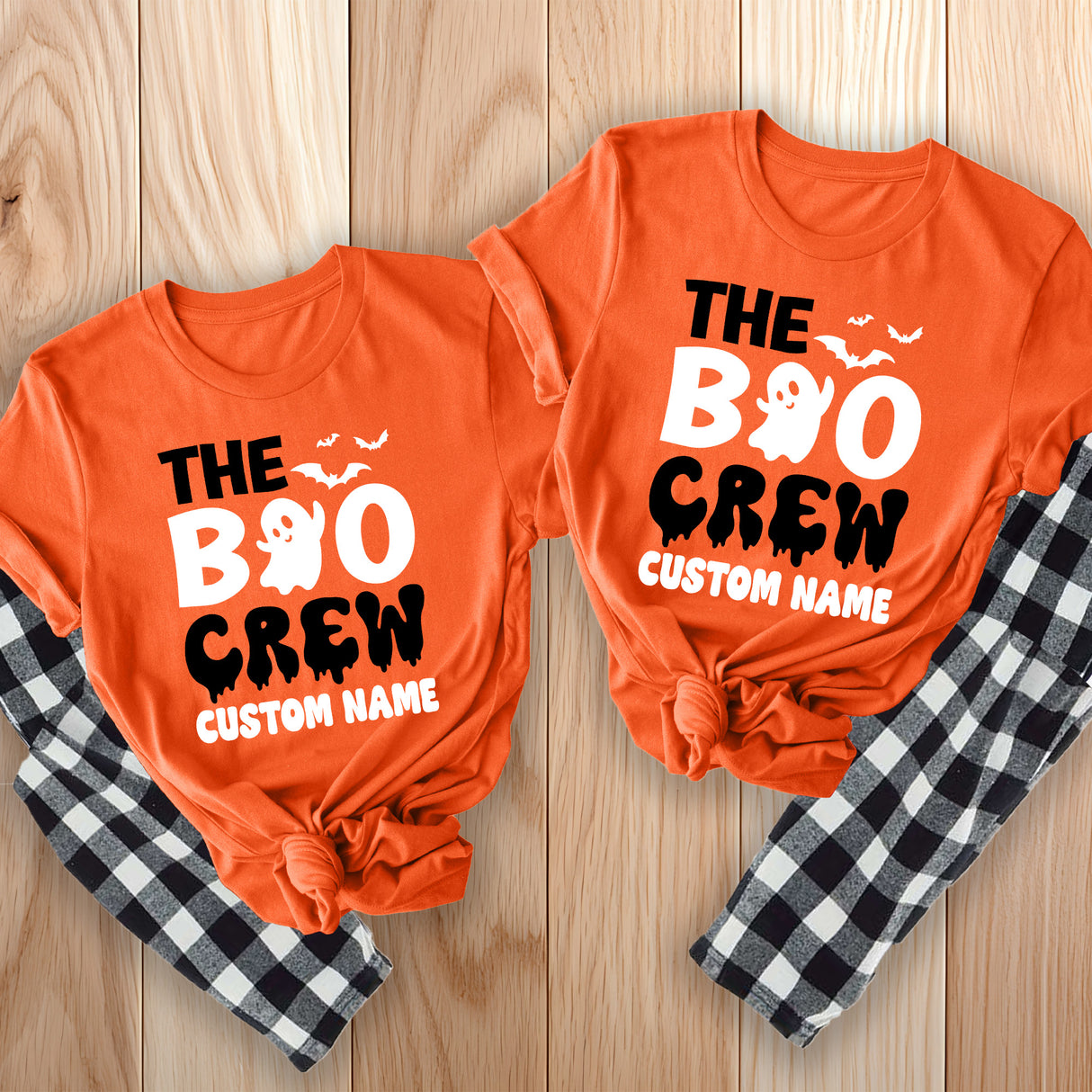 Personalized matching Halloween pajamas for couples, and family.