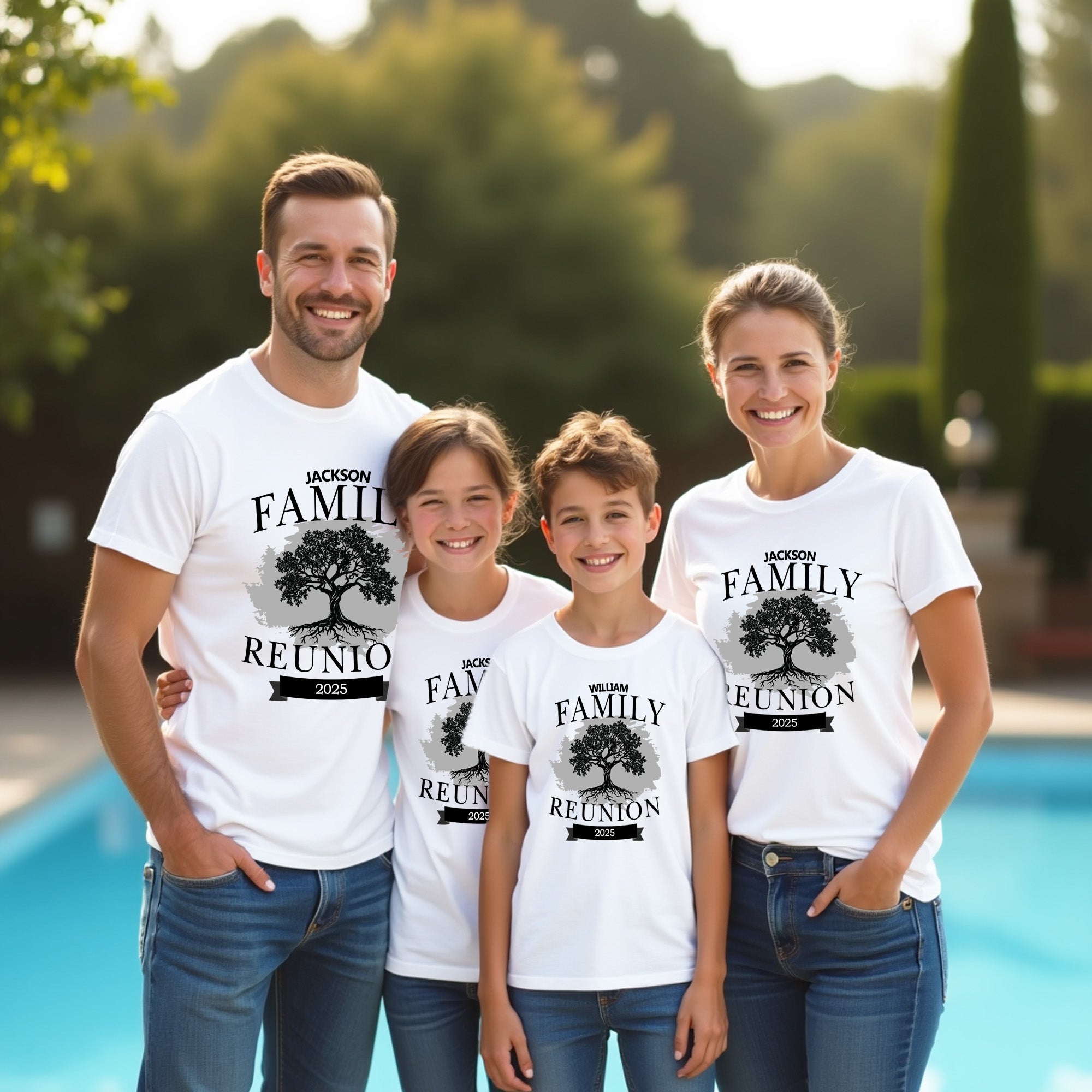 Custom matching t-shirt for large family groups. Family reunion shirts for events and gatherings.