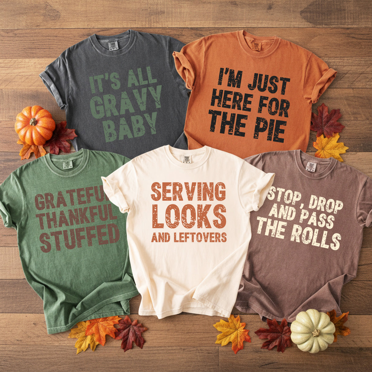 Comfort Colors Funny Custom Thanksgiving Sayings Shirts for Family, Kids, Groups and Friendsgiving