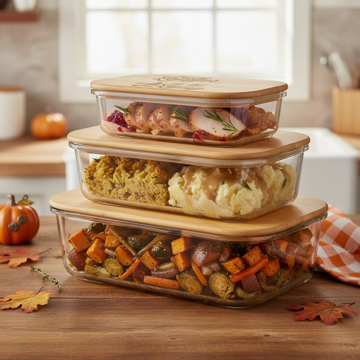 Funny Thanksgiving Custom Glass Containers, Baking Dishes and Food Storage - Gifts Are Blue