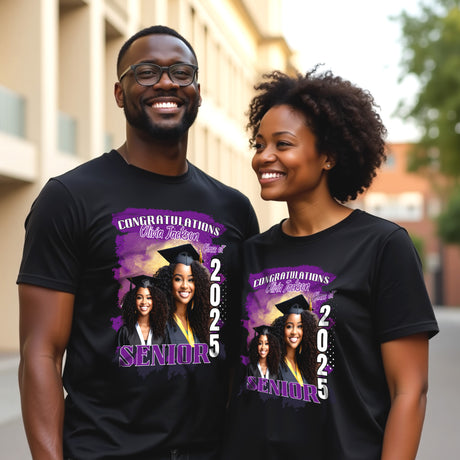 Personalized photo graduation shirt for the Class of 2025 is a custom matching family shirt for proud families.