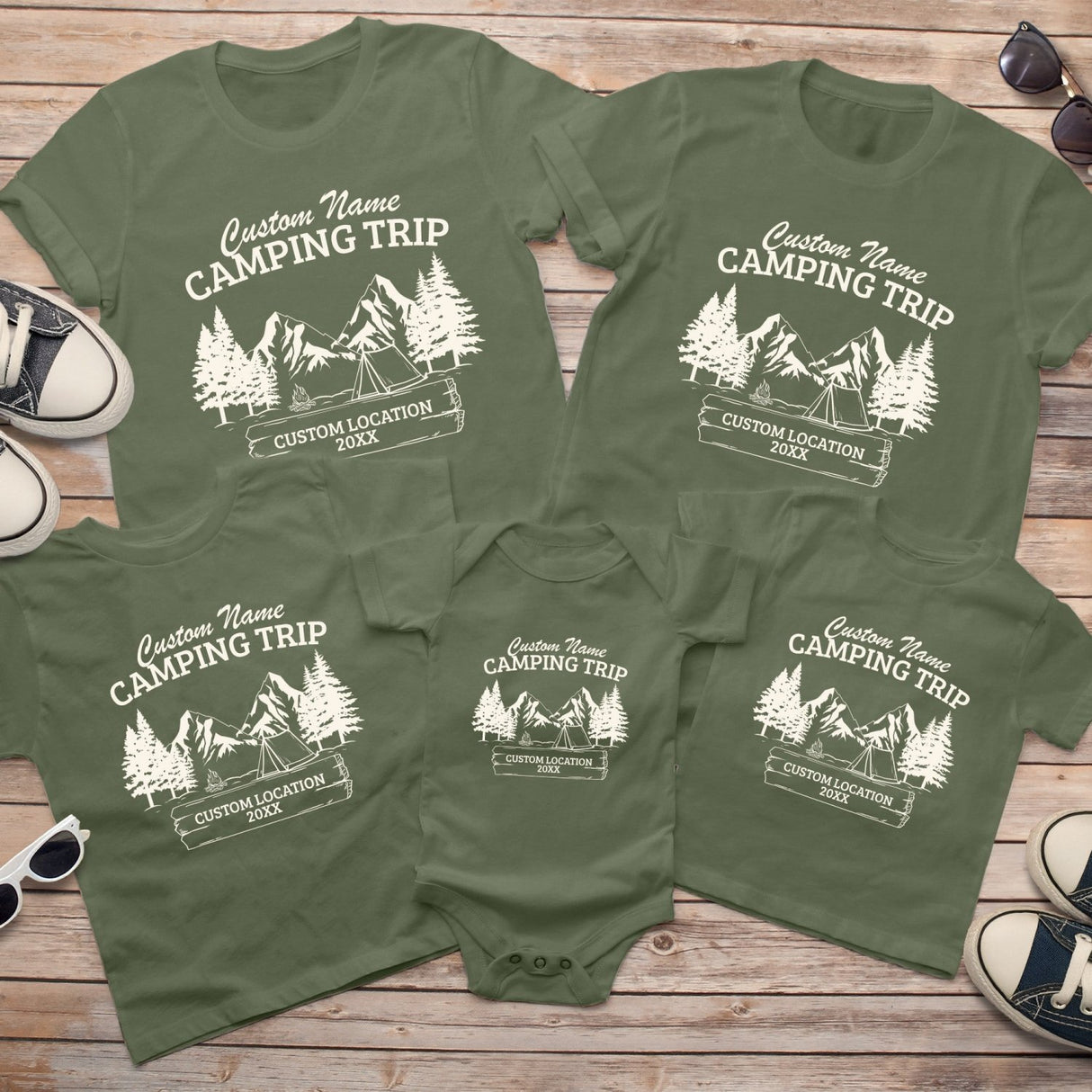 Family vacation matching camping shirts custom designed for the perfect gift for family.