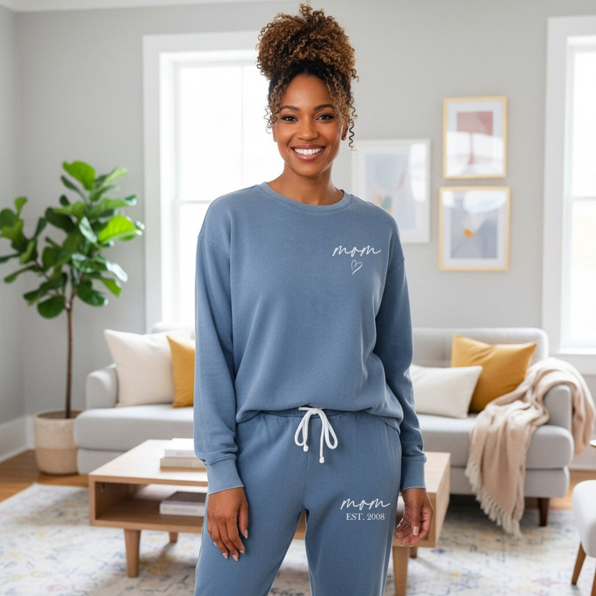 Comfort Colors Personalized Mom Lounge Set, Custom Loungewear Gift for Her and Mother’s Day - Gifts Are Blue