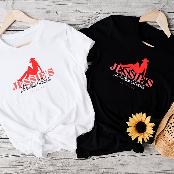 Personalized Bridesmaid Shirt for Bachelorette Party with Custom Name Date & Logo - Gifts Are Blue