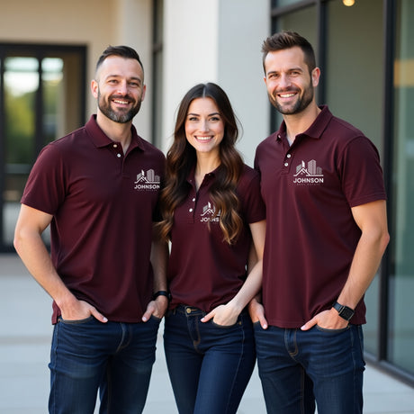 Maroon polos. Customized business polos. Gift for boss.