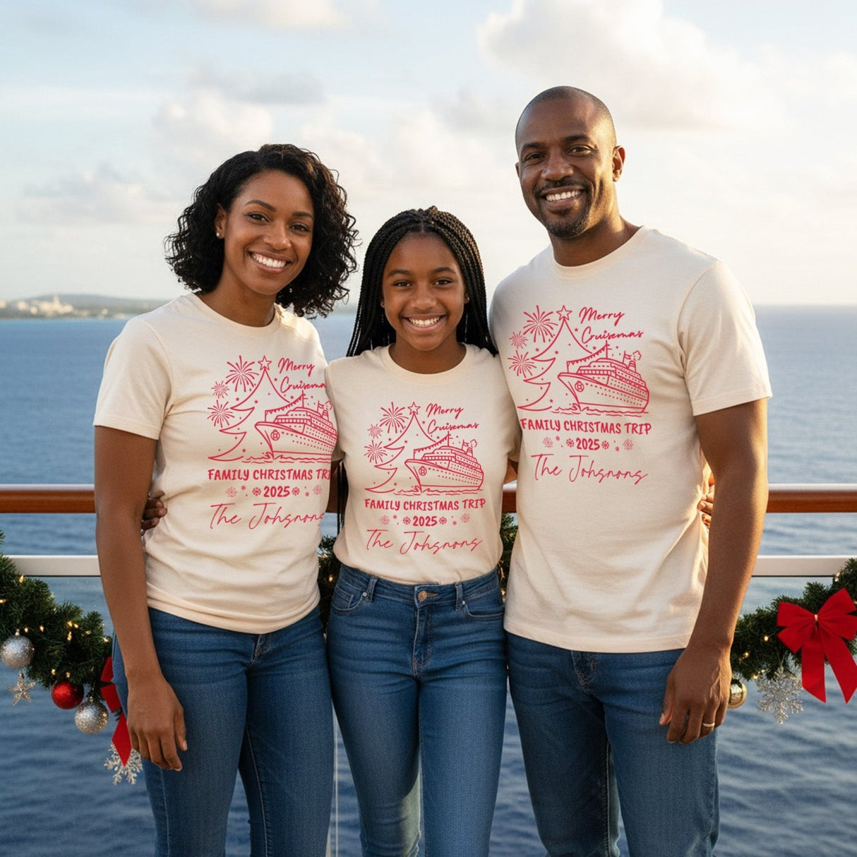 Merry Cruisemas Personalized Family Christmas Vacation Shirts with Name - Gifts Are Blue
