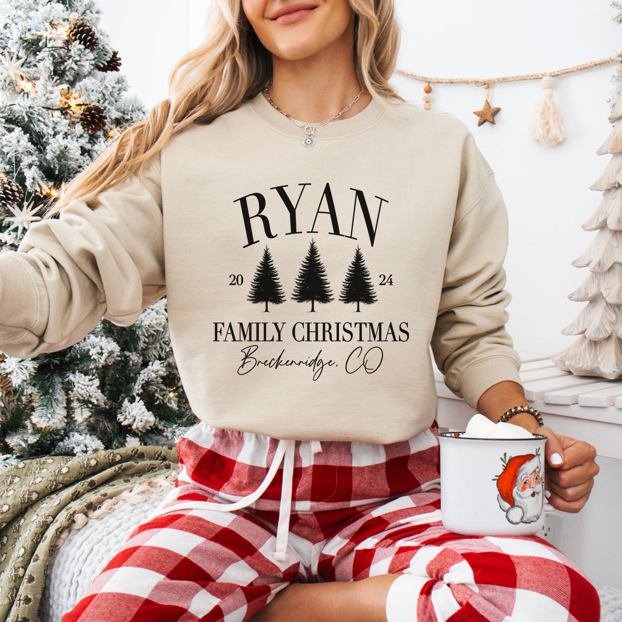 Personalized Matching Family Christmas Sweaters with Custom Year and Location