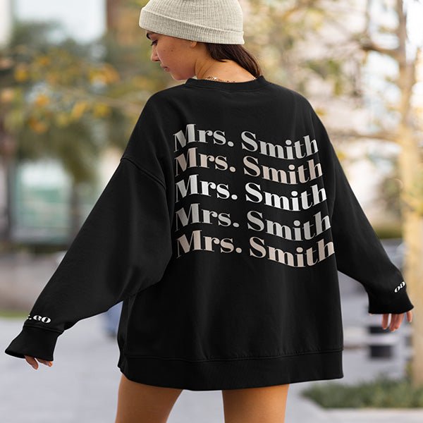 Mrs. Sweatshirt with New Last Name/Bride & Wife Gift for Wedding Honeymoon or Anniversary - Gifts Are Blue