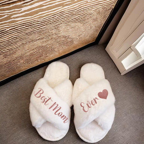 Best mom Ever gift ideas for Christmas, Birthday or Mothers Day. Custom slippers for mom.