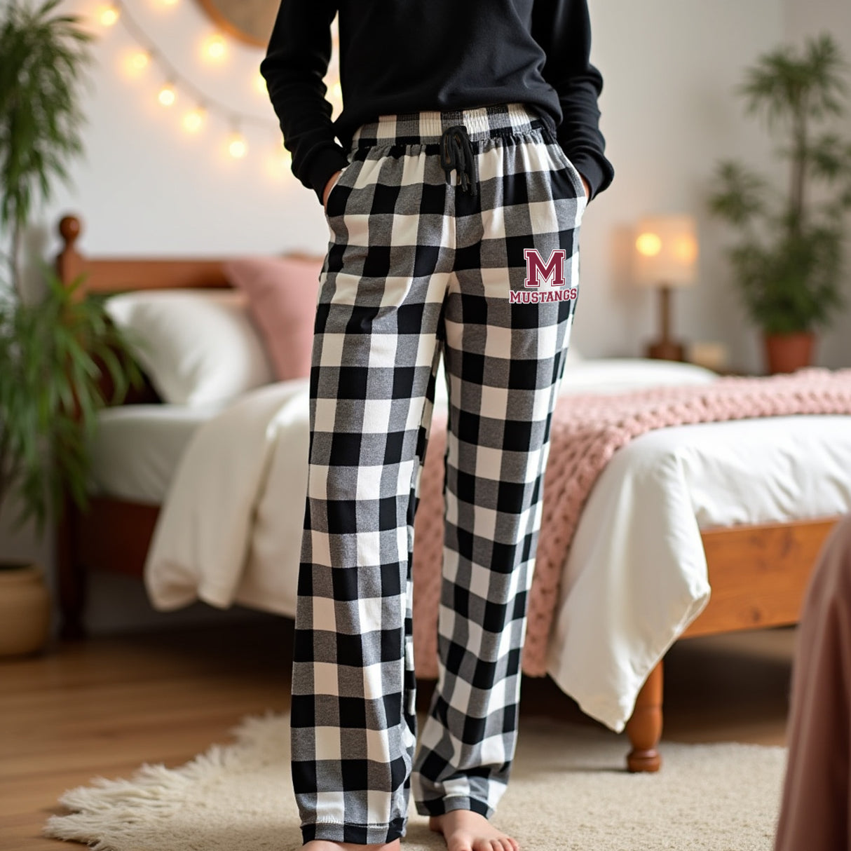 Custom university themed lounge pants for students, perfect for dorm life or a graduation present.