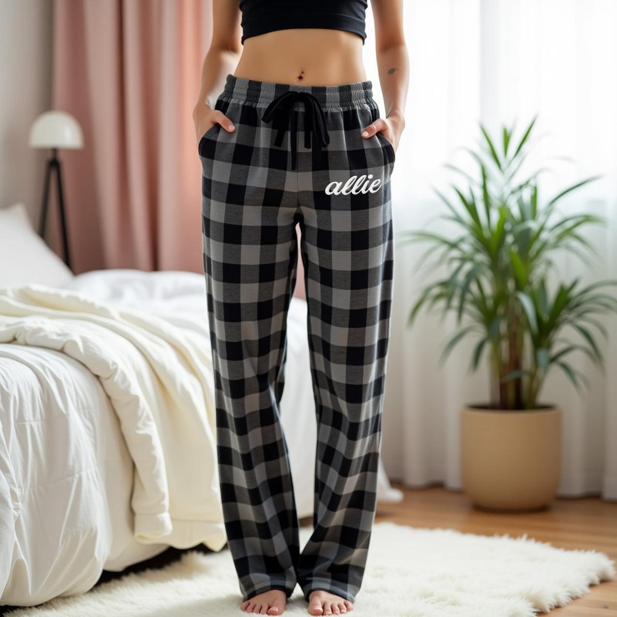 Custom College Pajama Pants for Women, Personalized PJ Pants for College Students