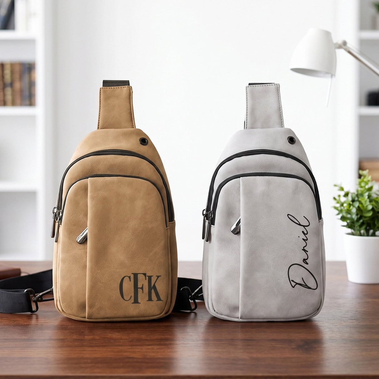 Explorer Custom Sling Bags for Men Engraved with Monogram or Name - Gifts Are Blue