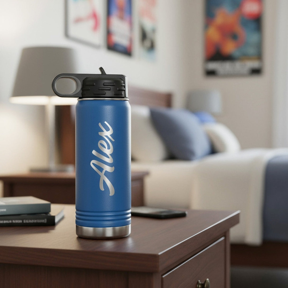 Polar Camel Personalized Water Bottle with Name for Teen Boys and Kids - Gifts Are Blue