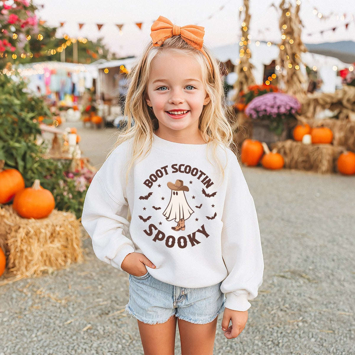 Ghost Cowboy Boot Scootin Spooky Halloween Sweatshirt for Adults and Kids - Gifts Are Blue