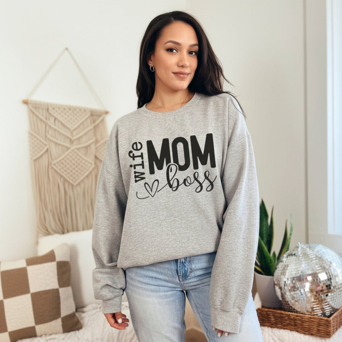 Funny Wife Boss Mom Sweatshirt Gift for Mothers Day - Gifts Are Blue