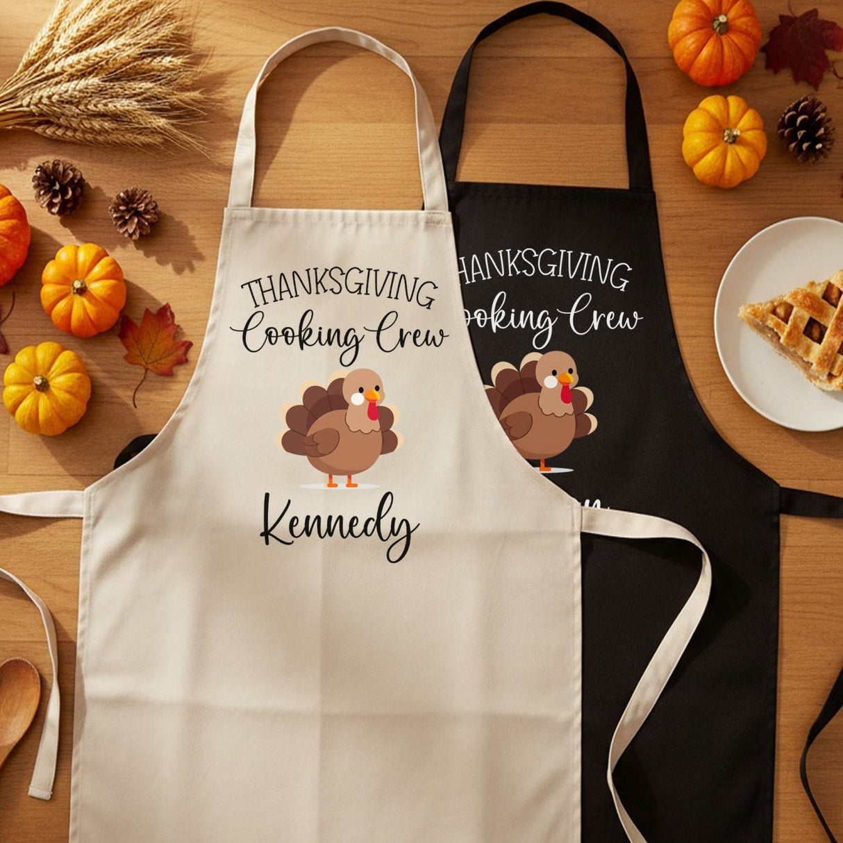 Thanksgiving Cooking Crew Personalized Family Matching Aprons for Adults and Kids - Gifts Are Blue