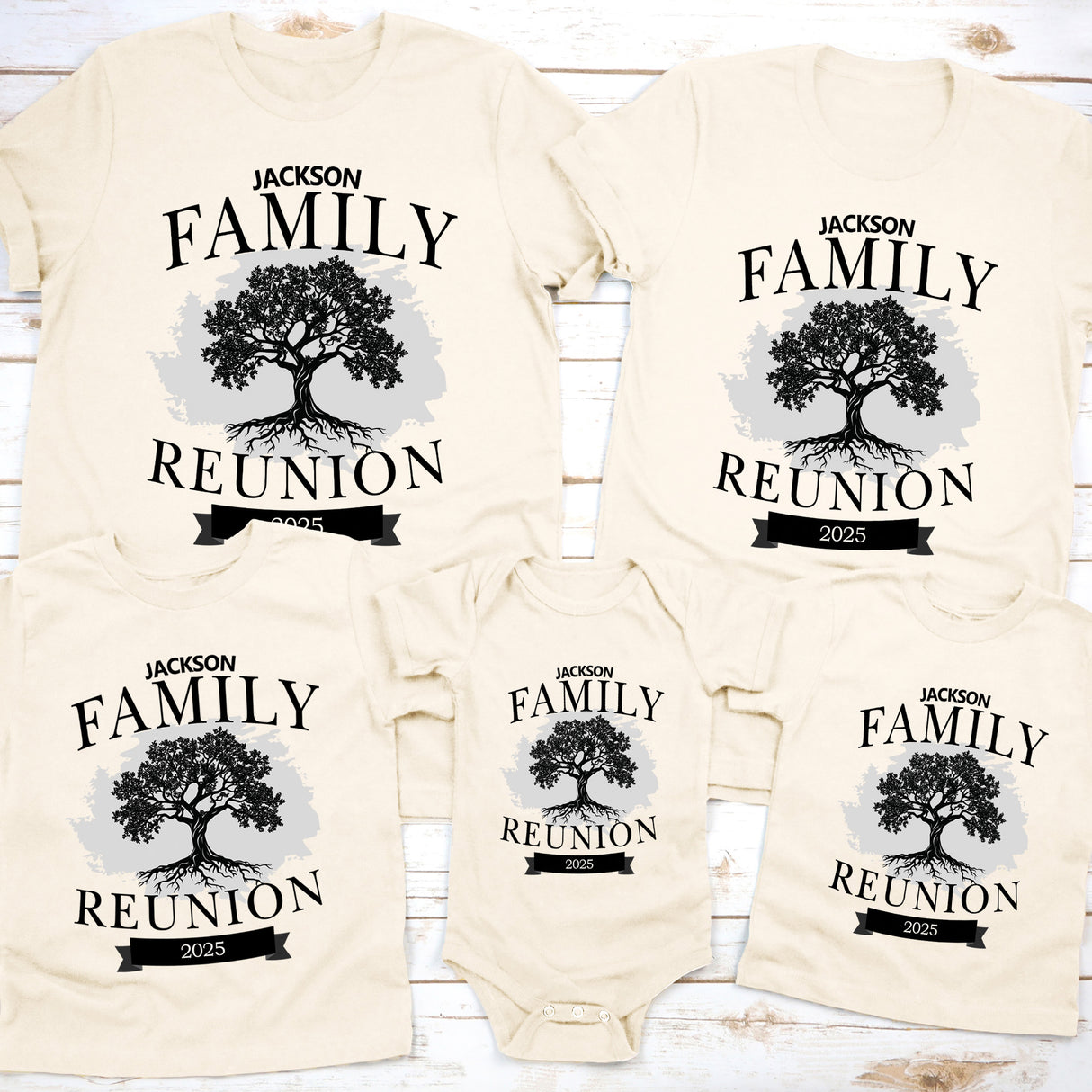 Personalized retro family reunion shirts with custom family name, matching outfits for reunions, vacations, and group events.