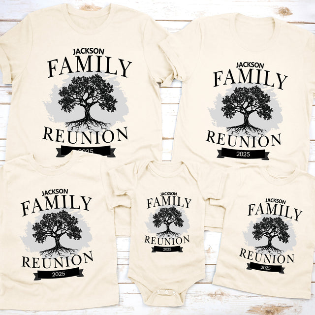 Personalized retro family reunion shirts with custom family name, matching outfits for reunions, vacations, and group events.
