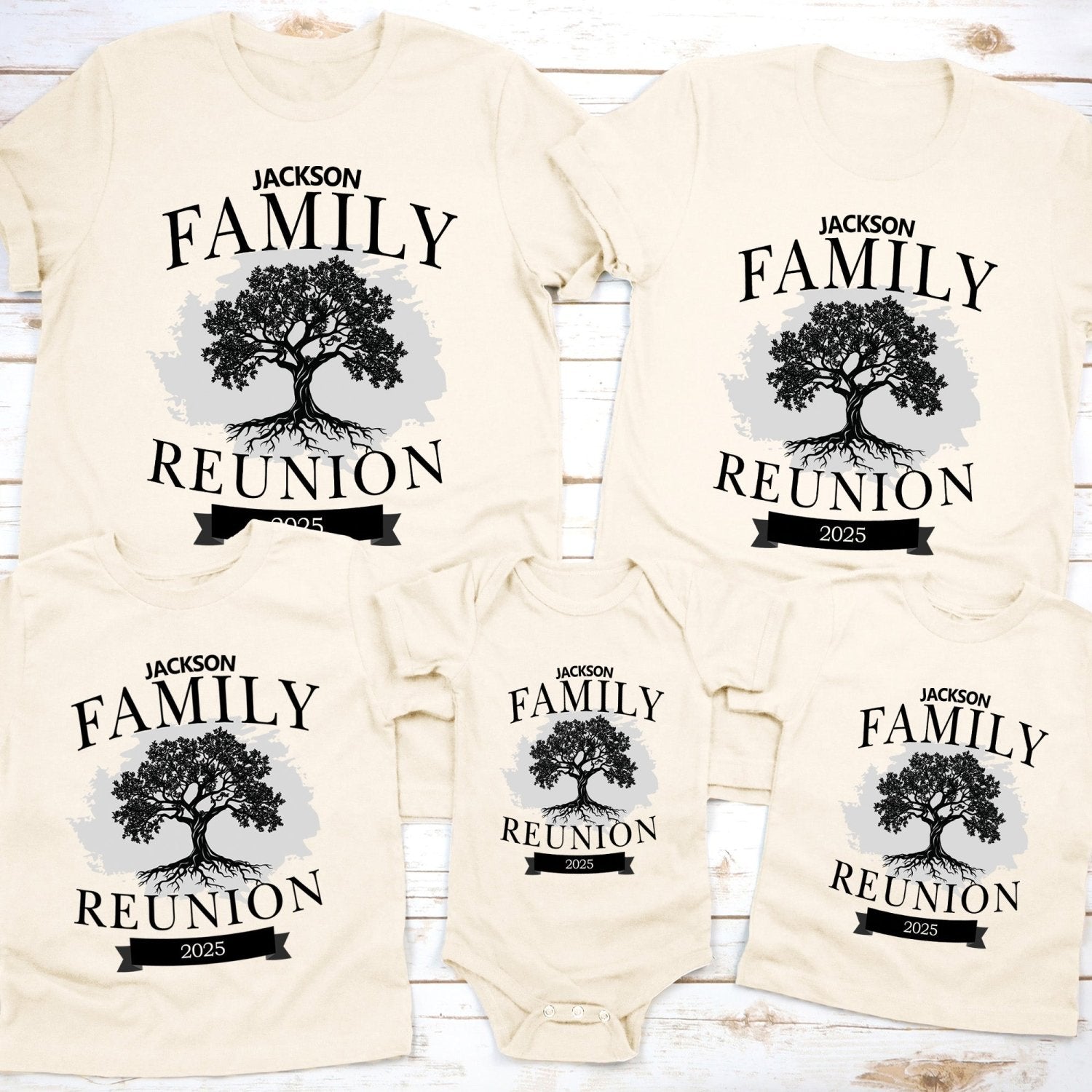 Personalized retro family reunion shirts with custom family name, matching outfits for reunions, vacations, and group events.