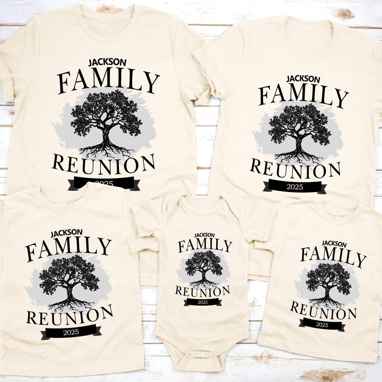 Personalized retro family reunion shirts with custom family name, matching outfits for reunions, vacations, and group events.