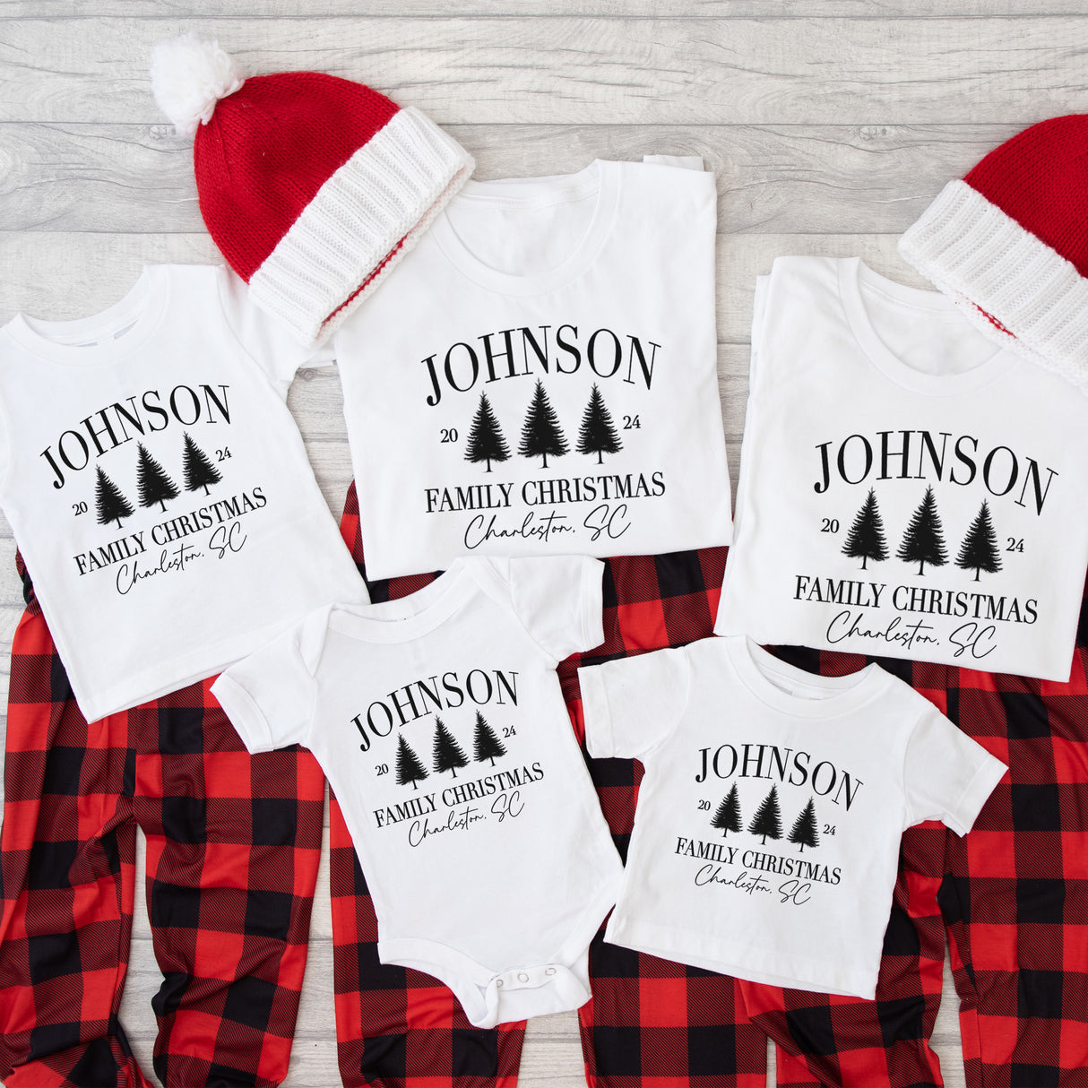 Personalized Matching Family Christmas Sweaters with Custom Year and Location