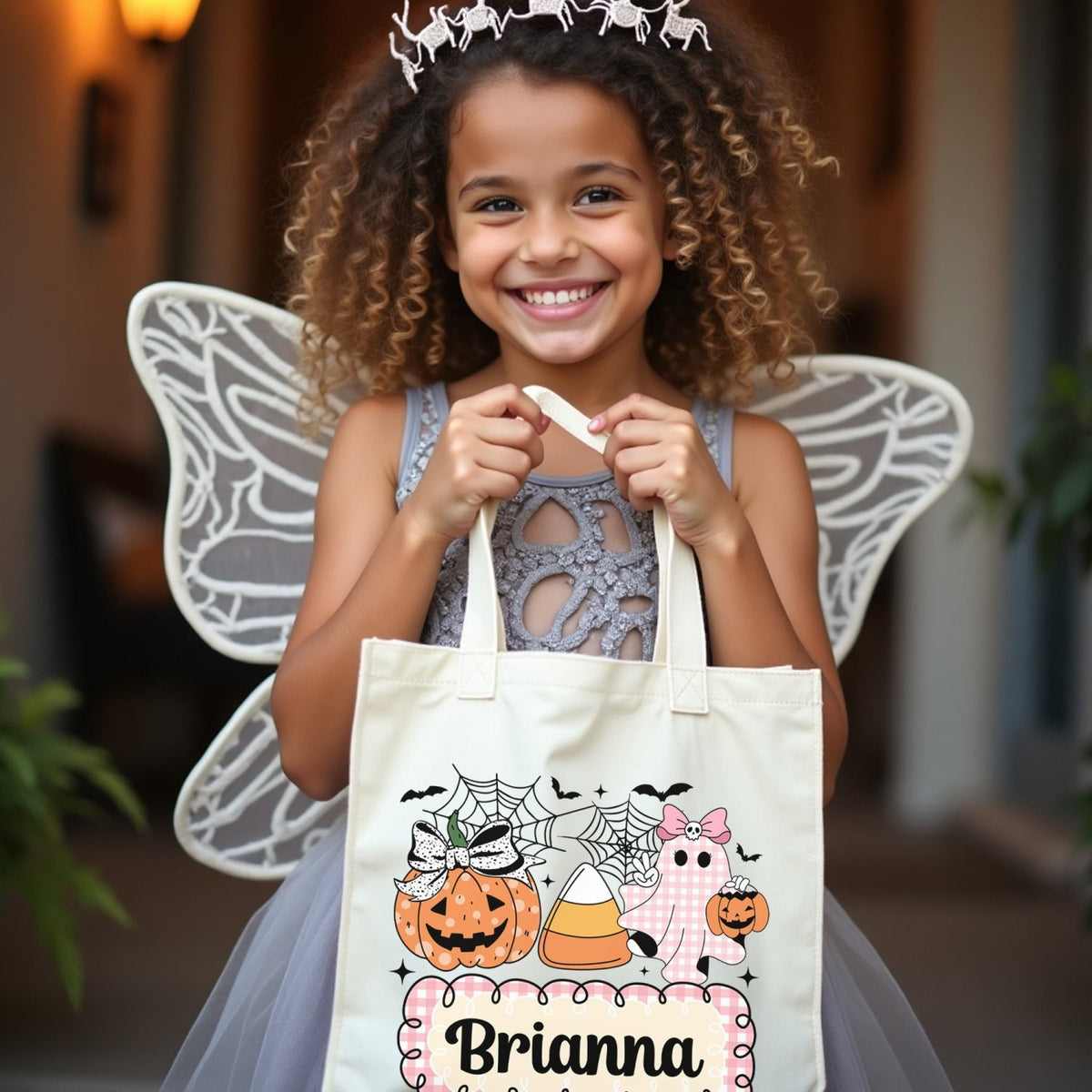 Pink and Blue Name Tag Personalized Halloween Bag for Girls and Boys, Custom Trick or Treat Bags - Gifts Are Blue